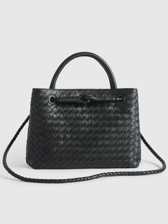 Quince Handbags - Quince Italian Leather Handwoven Tote Purse Black Large